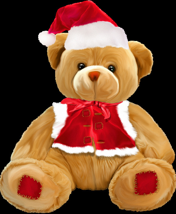 戴圣诞帽的泰迪熊免抠png透明素材