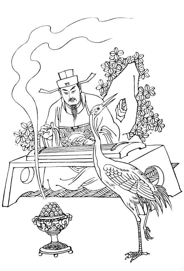 一琴一鶴圖片