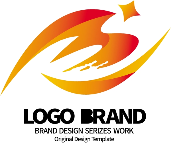 创意金黄飘带M字母公司LOGO标志设计