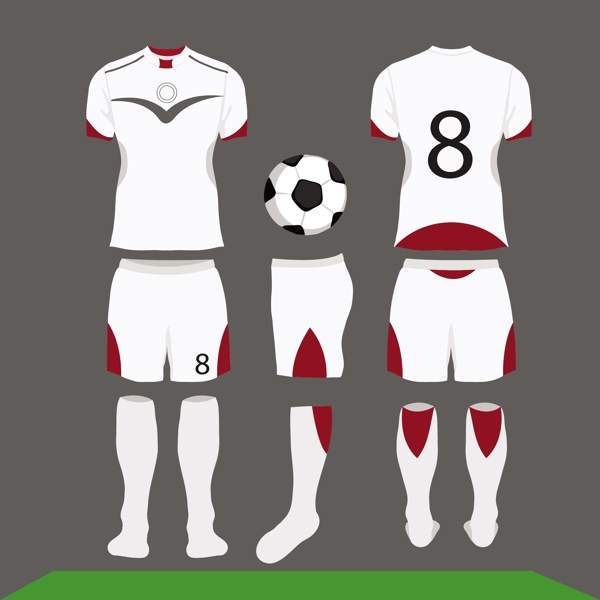 白色和红色的足球球衣