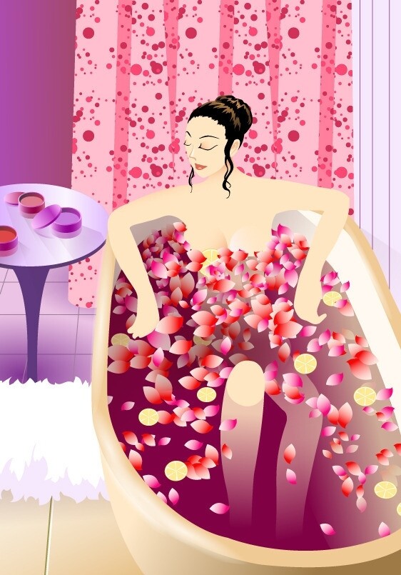 美女花瓣浴圖片