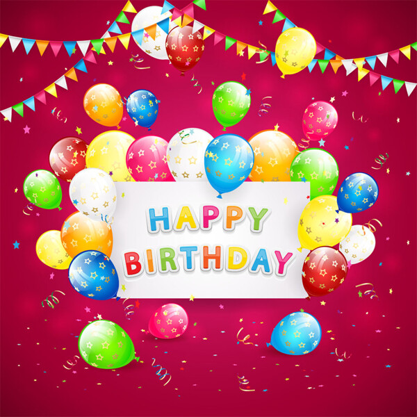 生日贺卡和彩色气球图片1