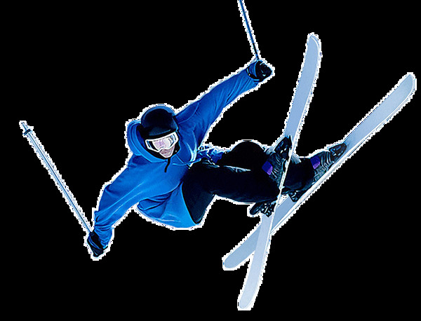 蓝衣服滑雪人免抠png透明图层素材