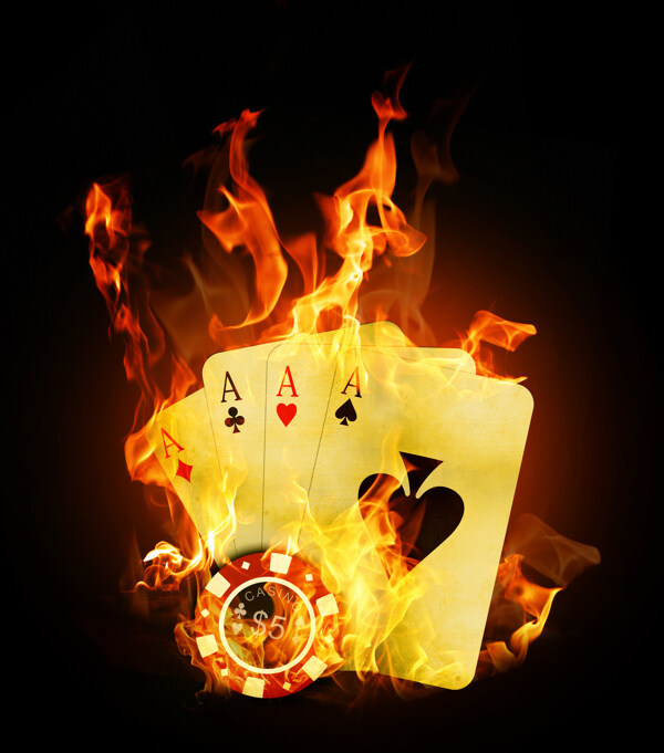 燃烧的扑克图片