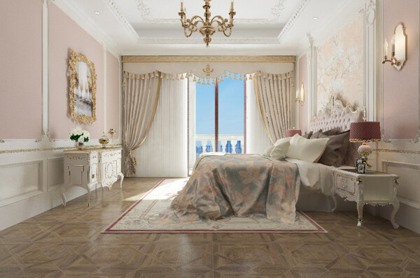 法式风格温馨卧室效果图