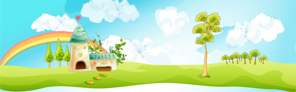 清新綠色草地淘寶全屏banner背景