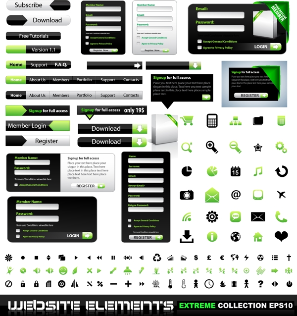 绿色网页元素图片