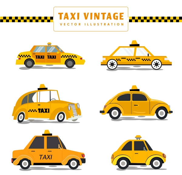 黄色复古出租车图片