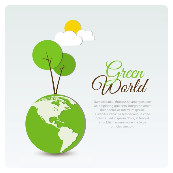 绿色世界海报矢量素材