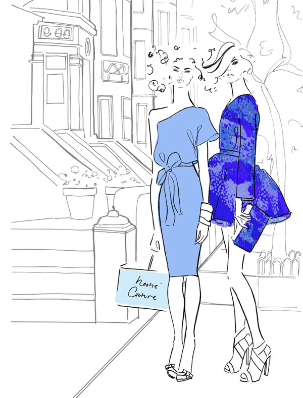 2款蓝色连衣裙设计图