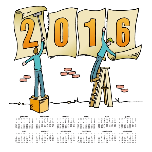 創(chuàng)意2016年年歷矢量素材