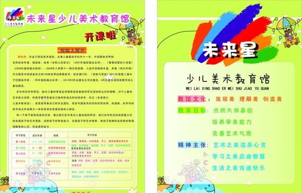 未來星書畫院招生宣傳單頁