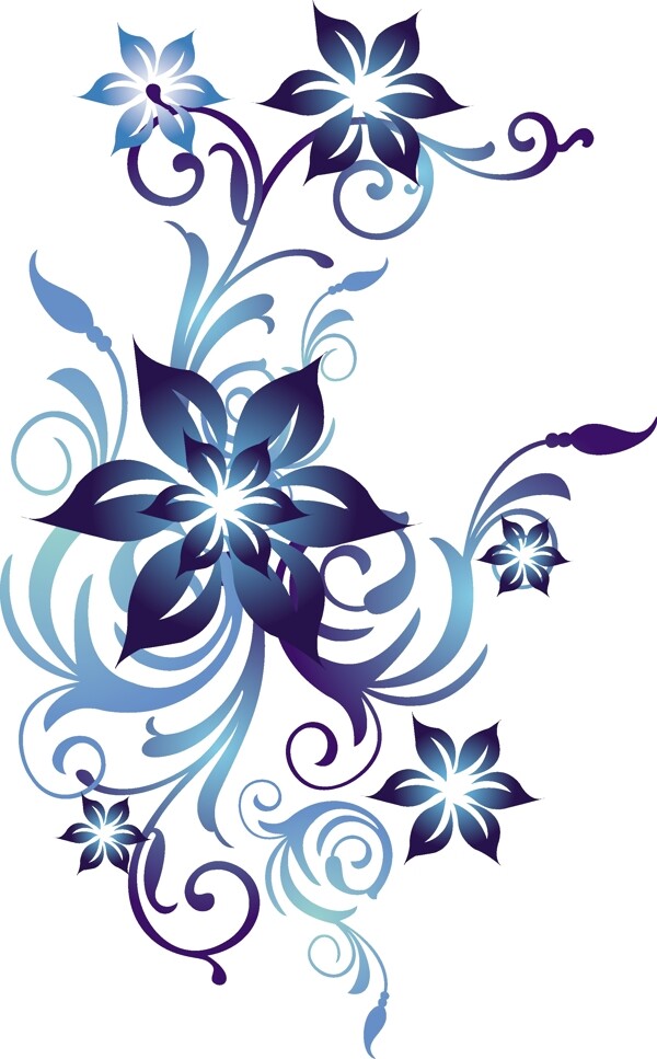 蓝色花卉设计背景素材