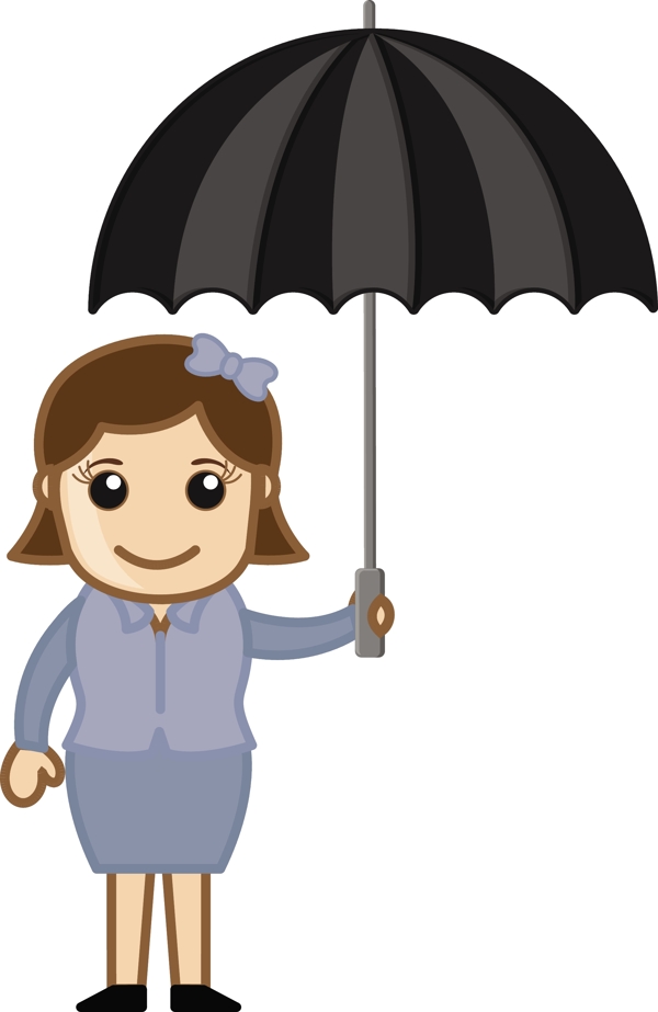 卡通矢量字符的女孩带伞