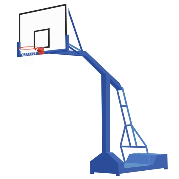 简约篮球架篮球框侧面蓝色扁平可商用元素