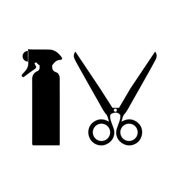 各种美发工具剪刀喷壶元素