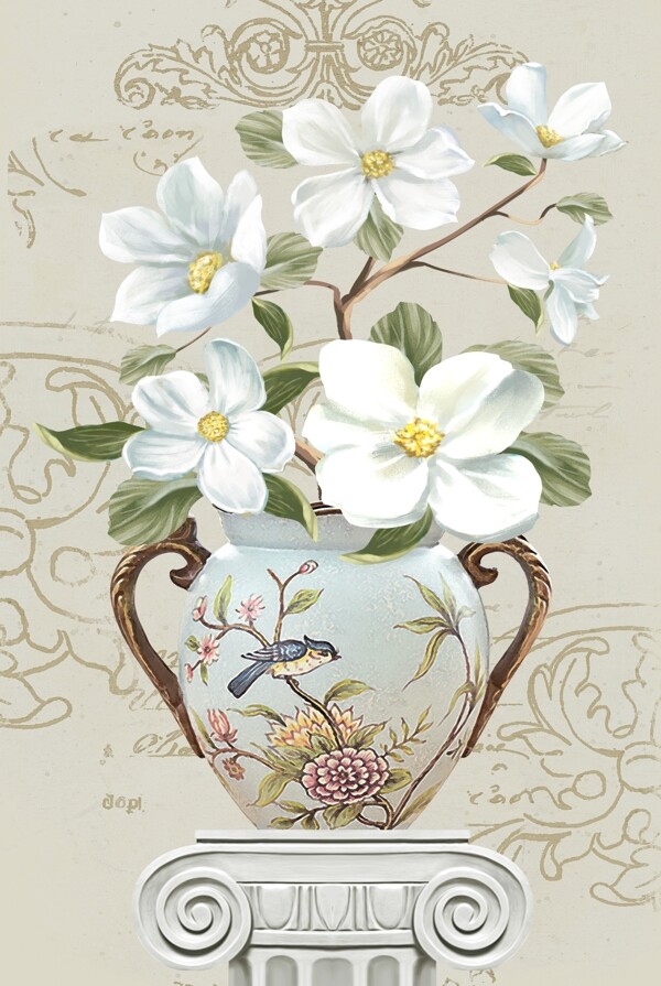 古典花瓶装饰画