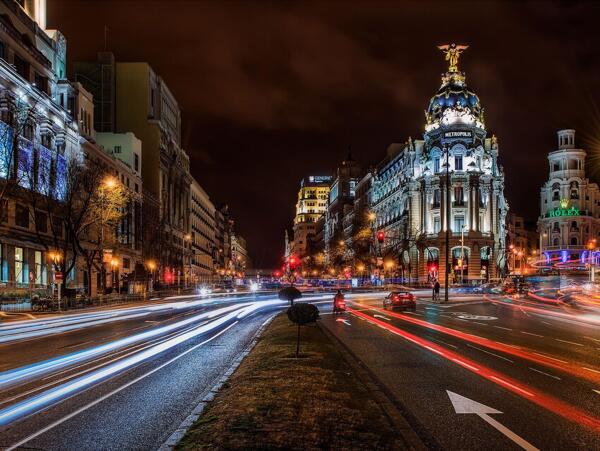 马德里夜晚街景图片