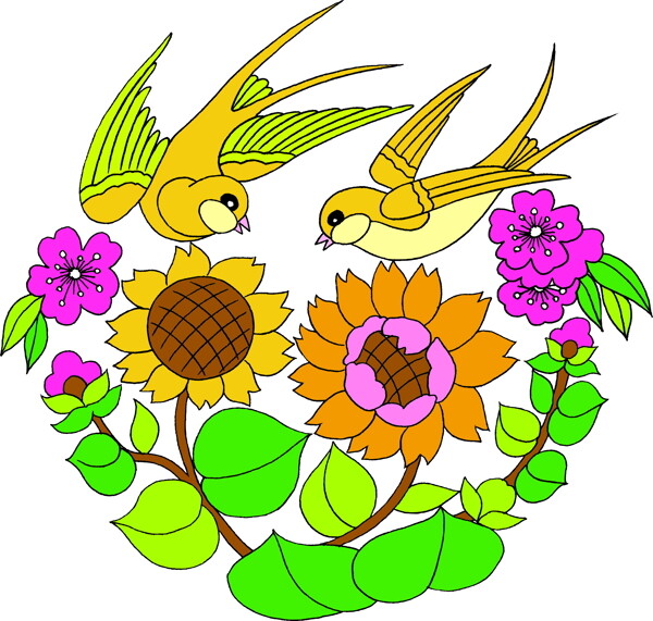 鳥(niǎo)獸吉祥插圖裝飾