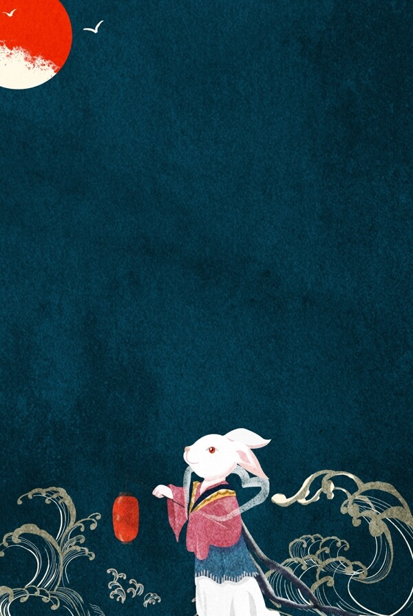 中秋卡通兔子背景免费下载中秋月亮