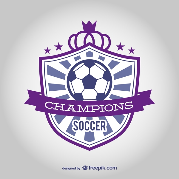 紫色足球徽章标签矢量素材图片