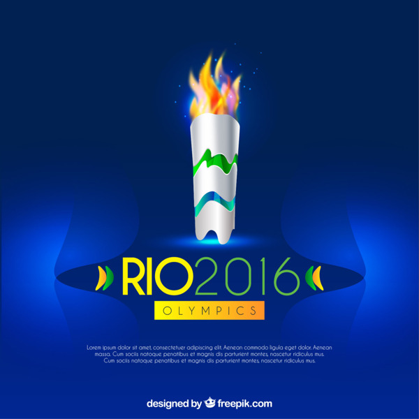蓝色背景与奥运火炬巴西奥运会矢量图素材