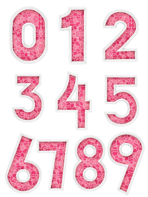 粉色卡通立体凹陷数字通用元素