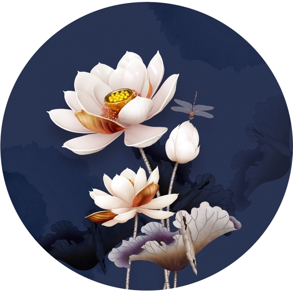 蓮花荷花電視背景墻裝飾畫