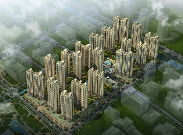 小區(qū)建筑鳥瞰圖圖片
