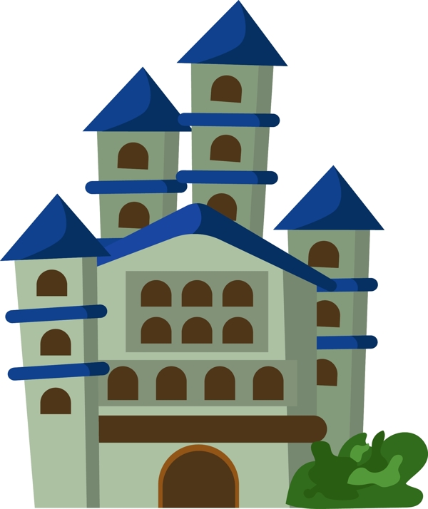 绿色城堡建筑插画