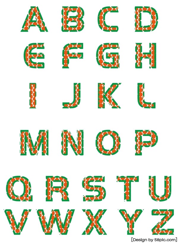 二十六个英文字母创意几何字体套图可商用元素