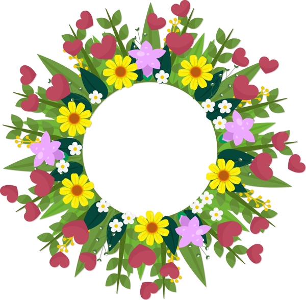創(chuàng)意花朵花環(huán)矢量元素