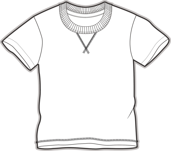 圆领短袖秋冬款男孩服装设计线稿矢量素材