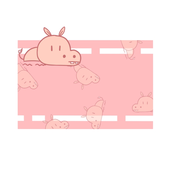 粉色的動物邊框插畫