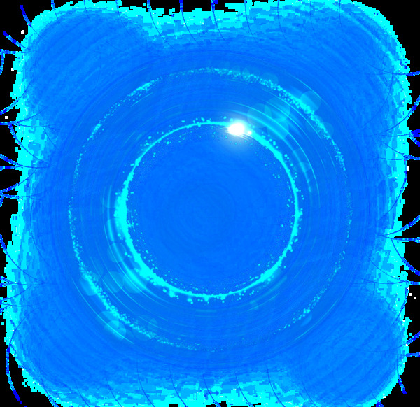 炫蓝光束圆圈科技png元素