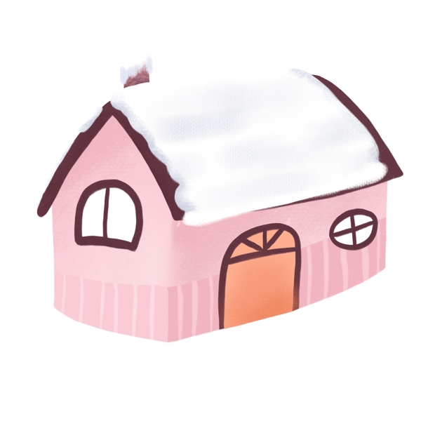 卡通手绘粉色雪屋设计可商用元素