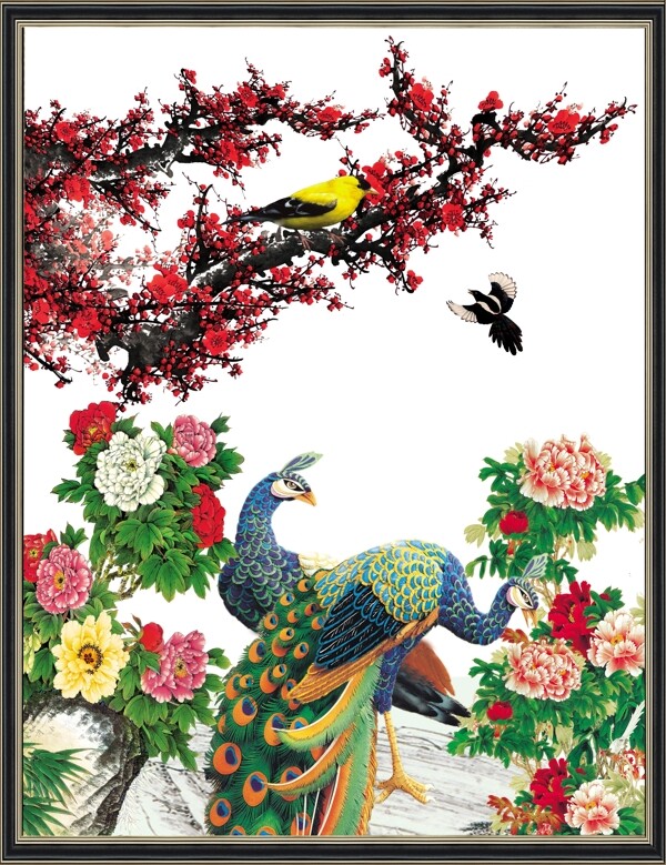 花開富貴壁畫圖片