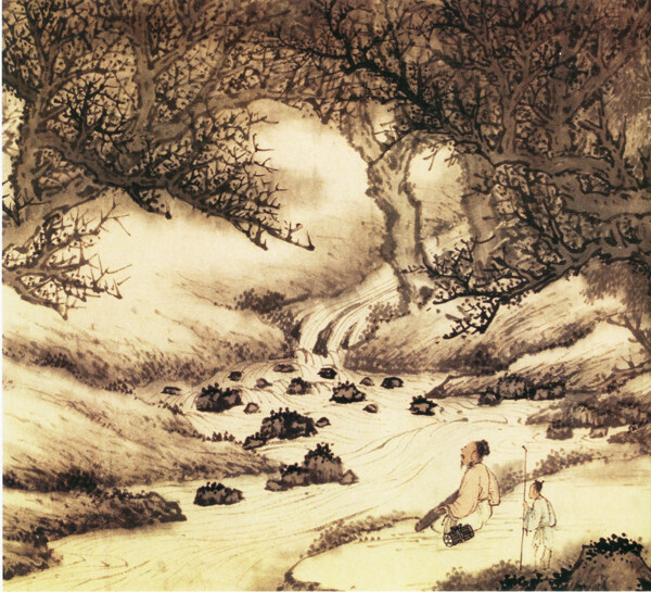 小山遠(yuǎn)歌圖c山水畫中國(guó)古畫0754