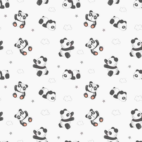 无缝花纹卡通熊猫