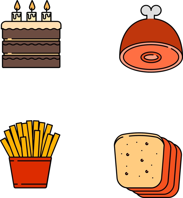 卡通手绘食物食品图标