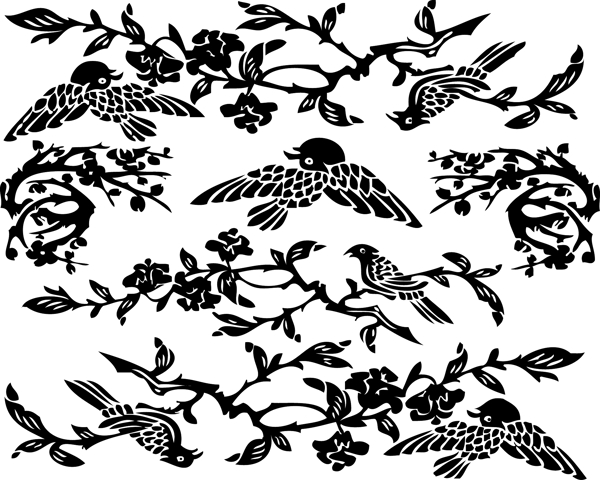 車貼花鳥