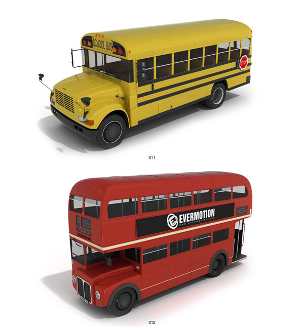 超精细的3DMAX交通工具模型公交车