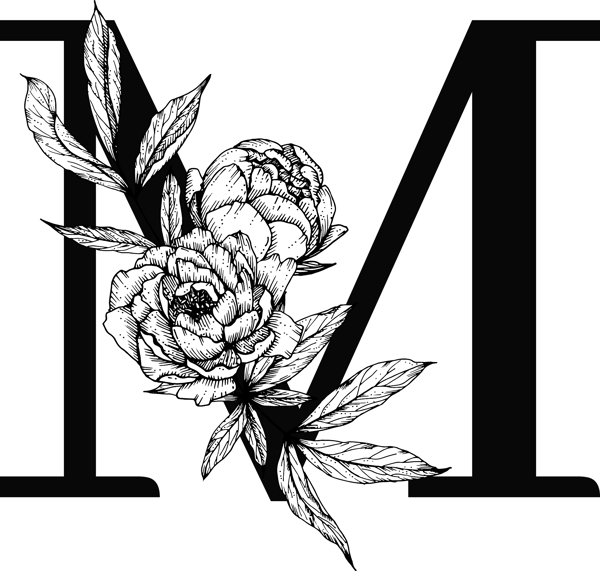 花卉装饰字母字母M