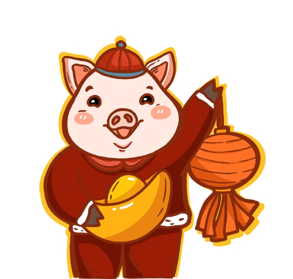 豬年豬形象喜慶可愛卡通插畫