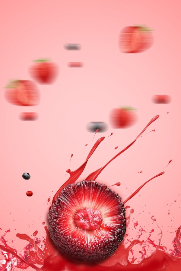 杨桃水果红色质感合成广告背景