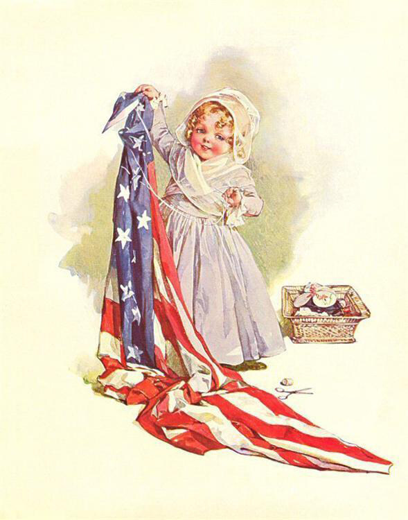 位图T恤图案人物女孩美国国旗免费素材