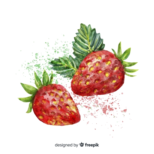 个水彩绘草莓图片