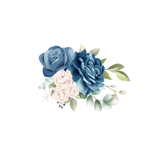 蓝色玫瑰花朵装饰元素图片