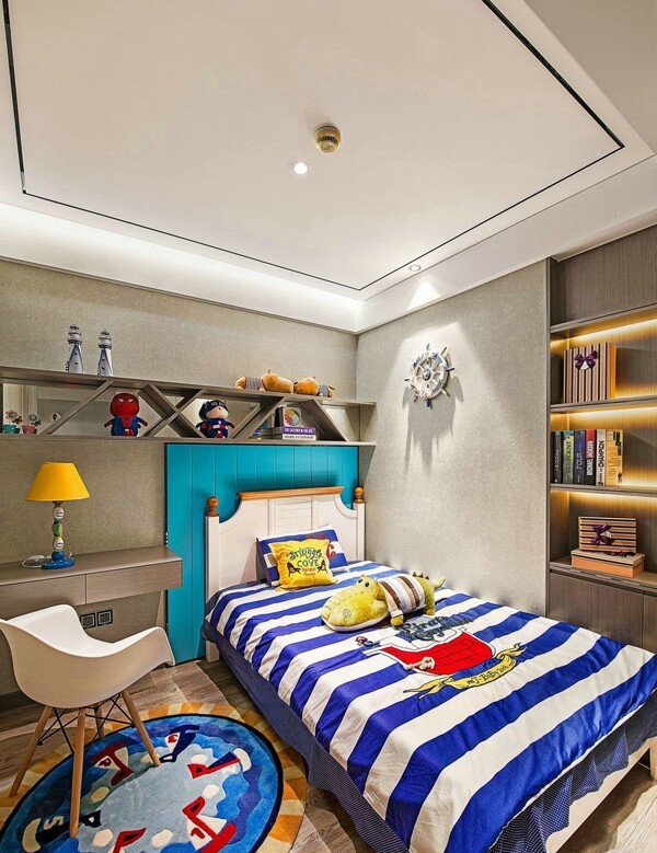 现代儿童房卧室木地板室内装修效果图