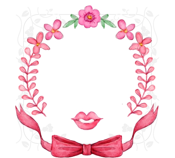 母亲节粉色水彩花卉边框